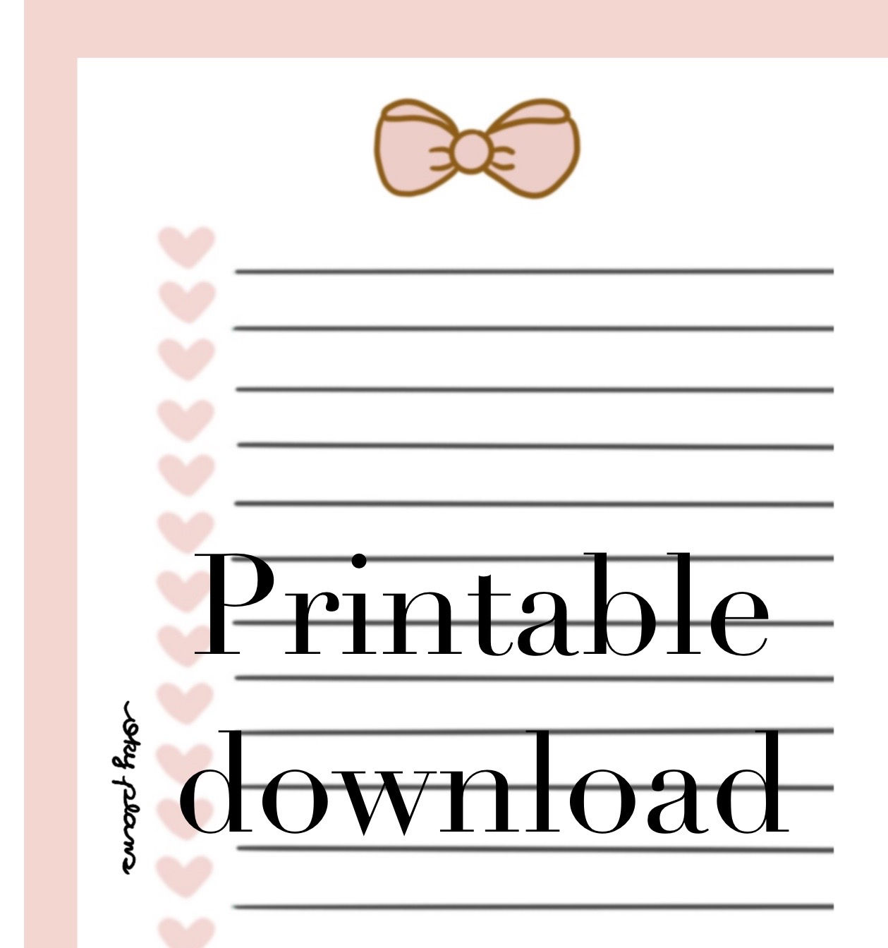 Bow note paper printable download PDF file
