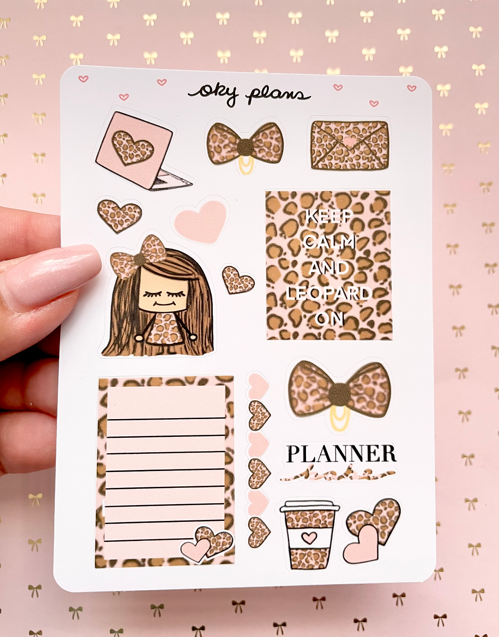 Tan and pink leopard print stickers