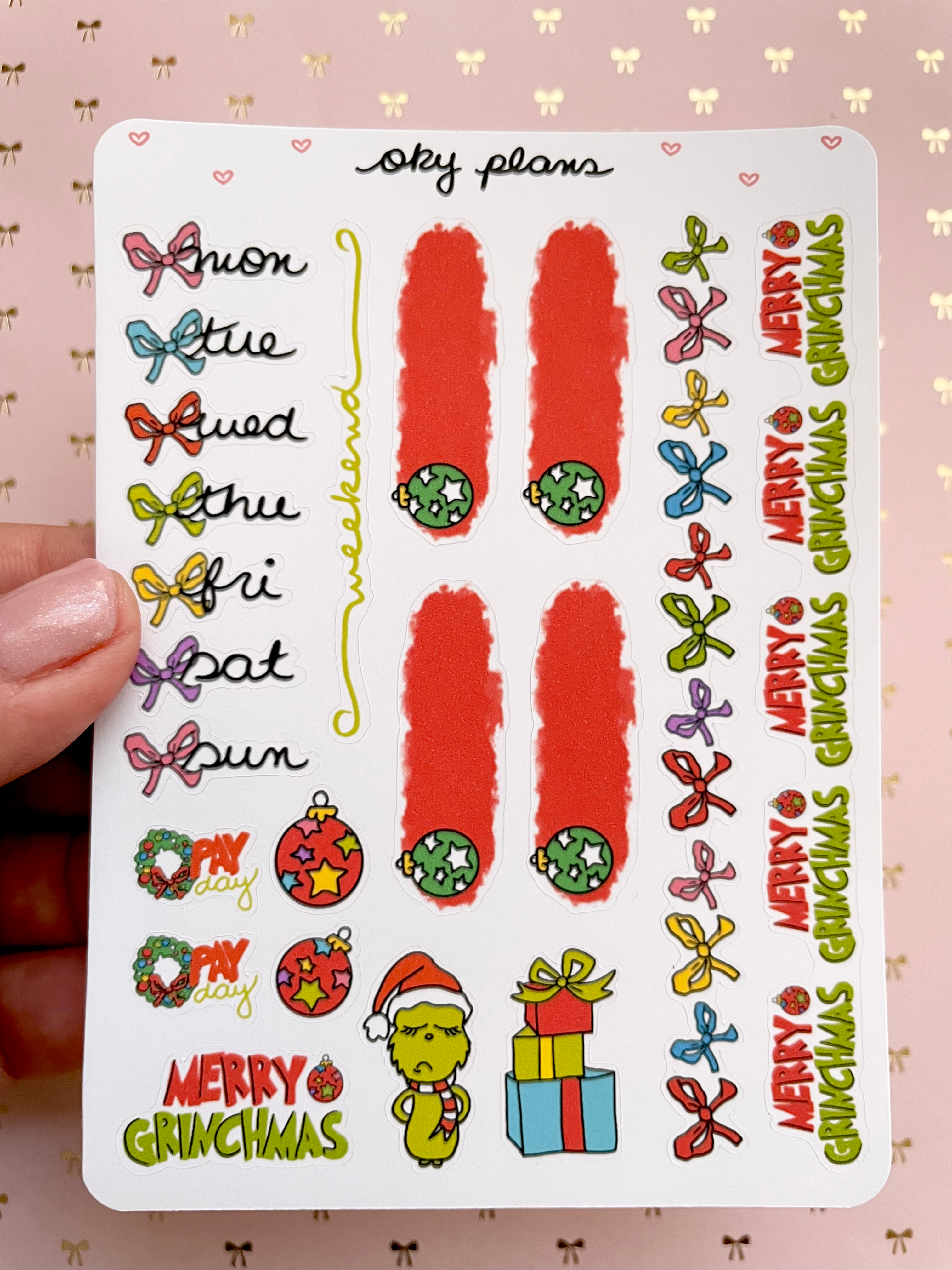 Grinch Christmas weekly stickers