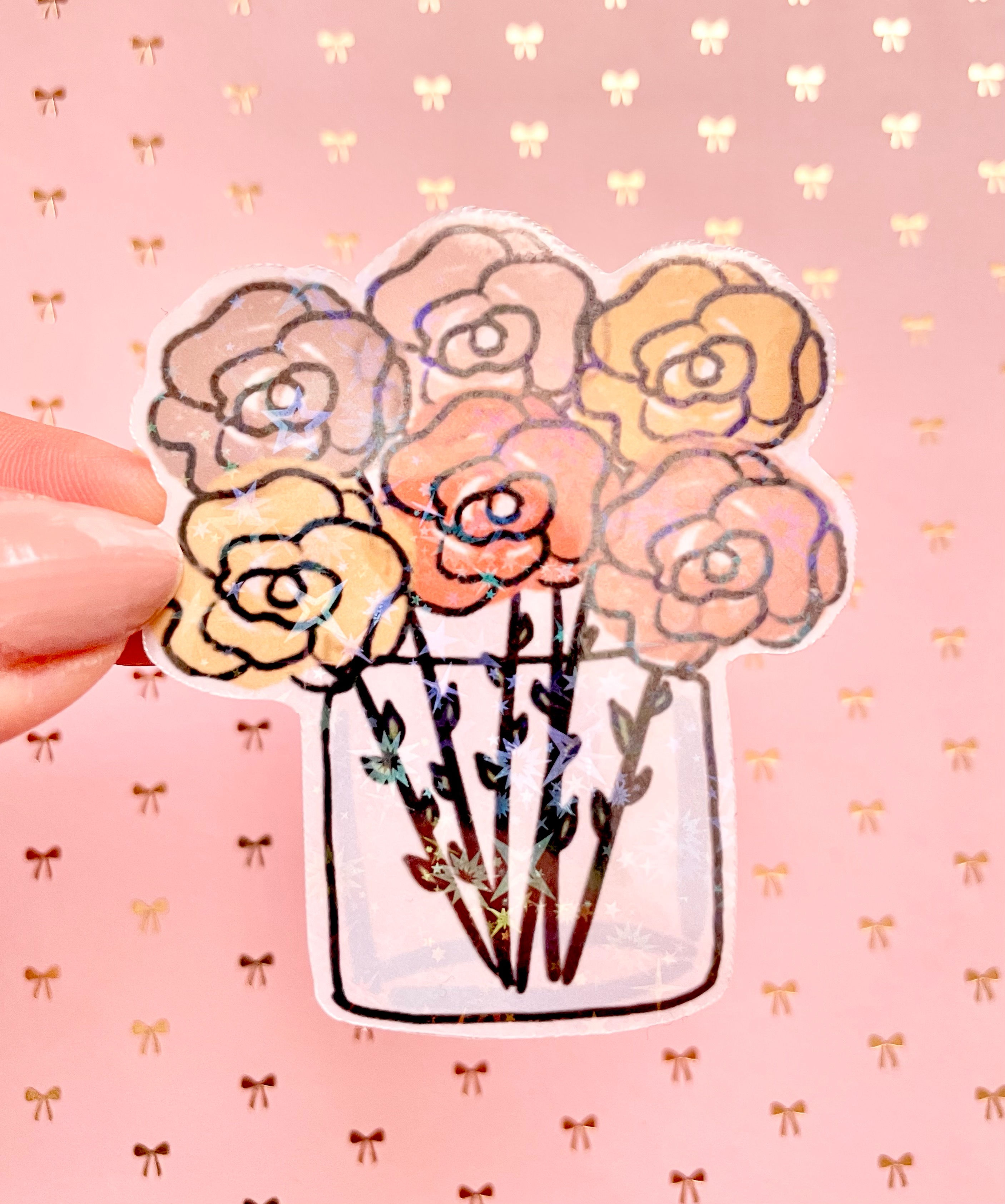 Just breathe vase holographic sticker