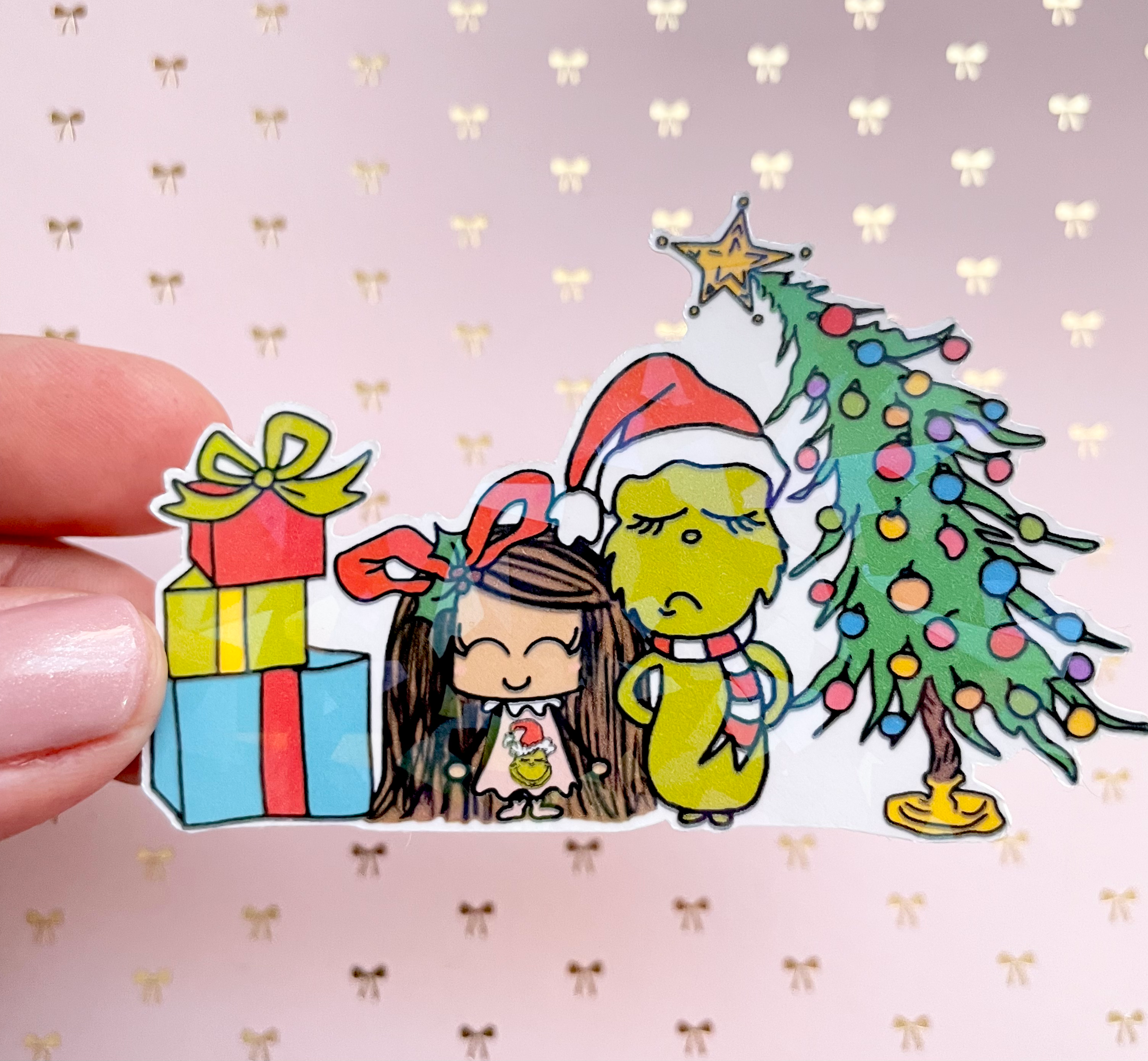 Grinch Christmas holographic sticker