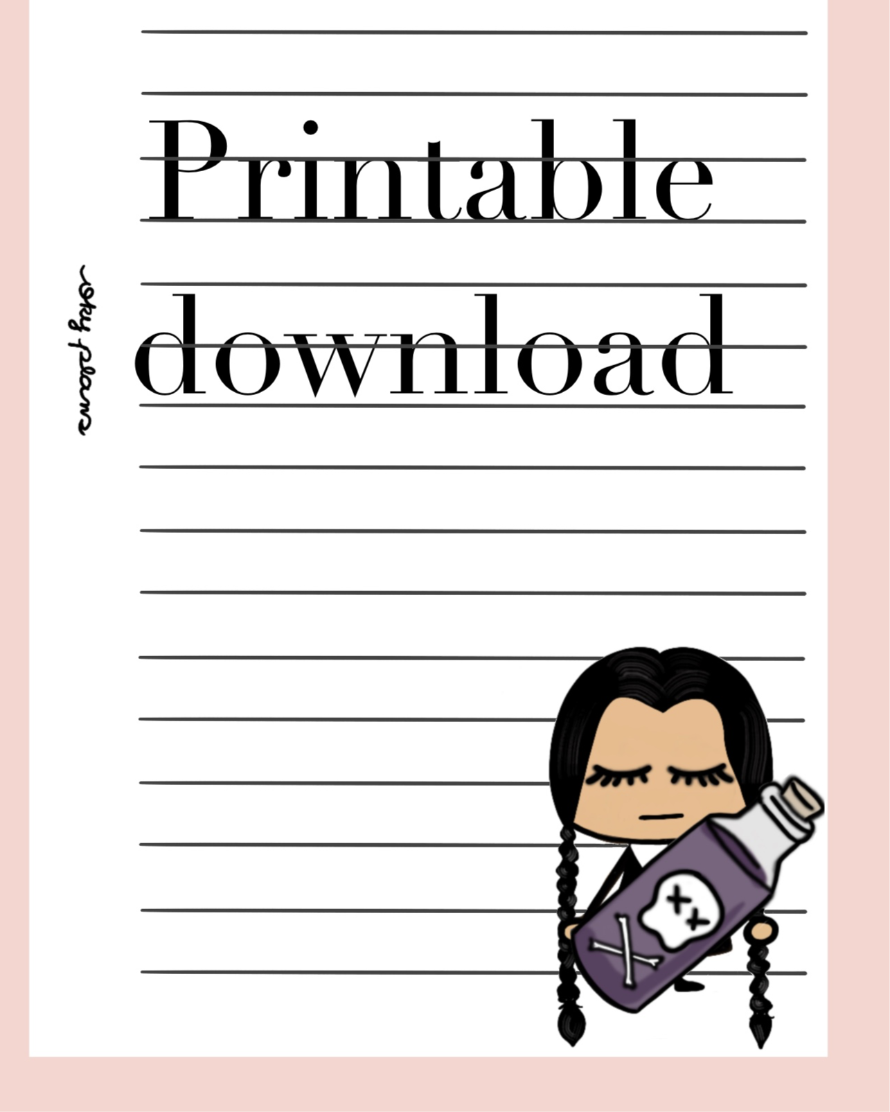 Wednesday note paper printable download PDF file