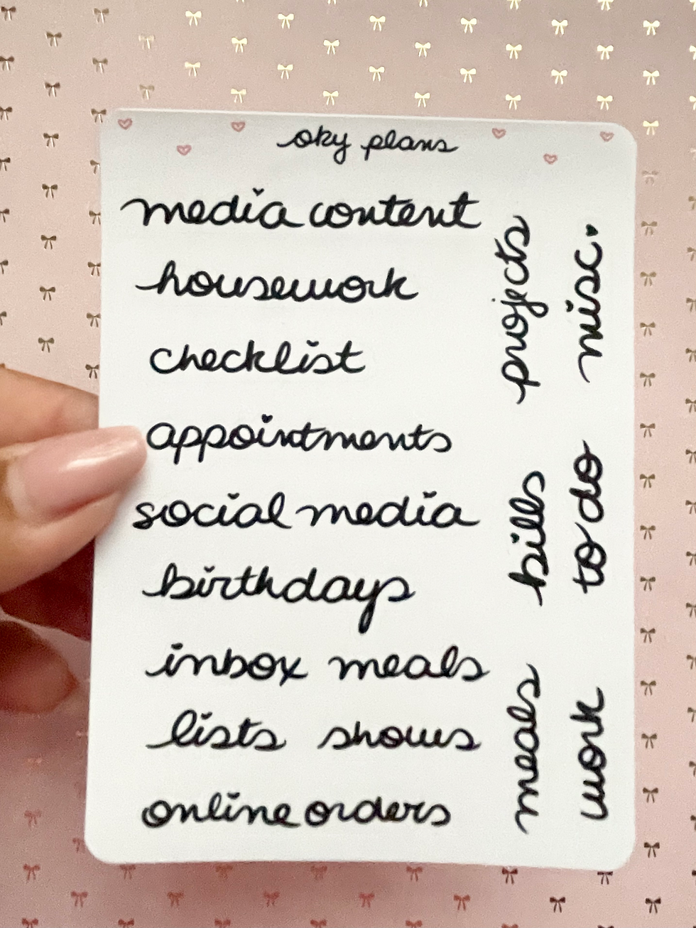 Functional title script stickers