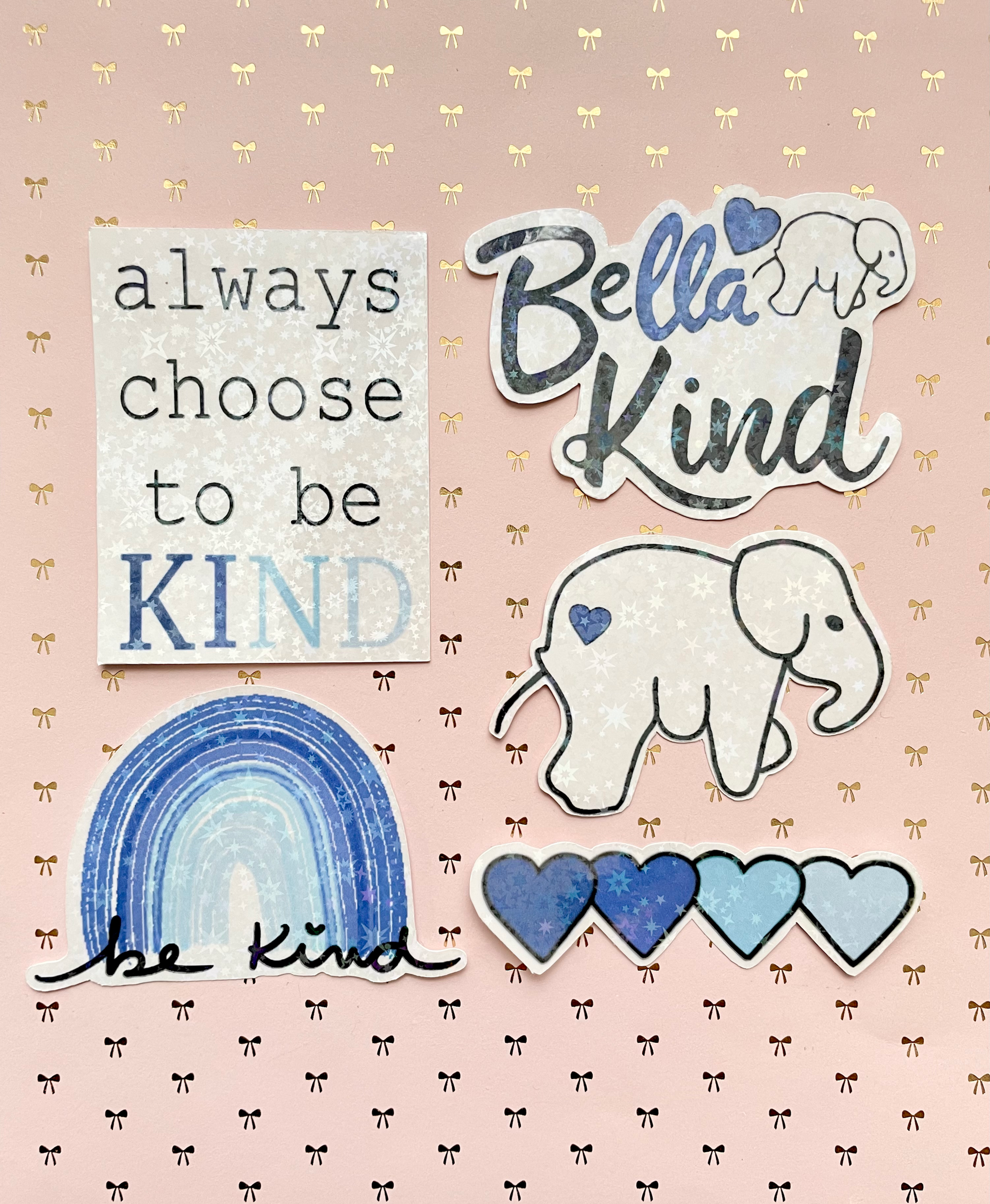 Bella Kind die cut holographic stickers
