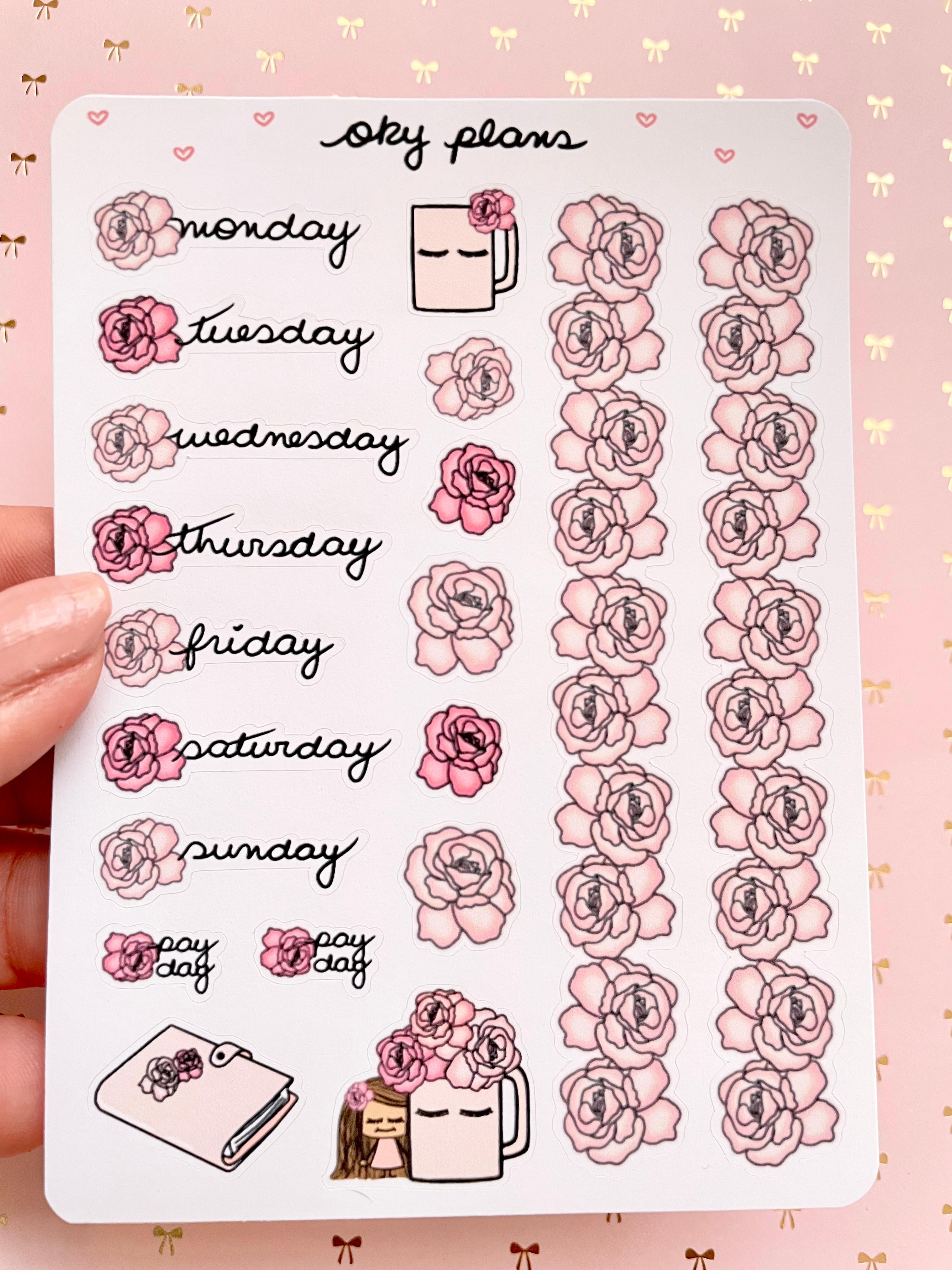 Rosette mug weekly stickers