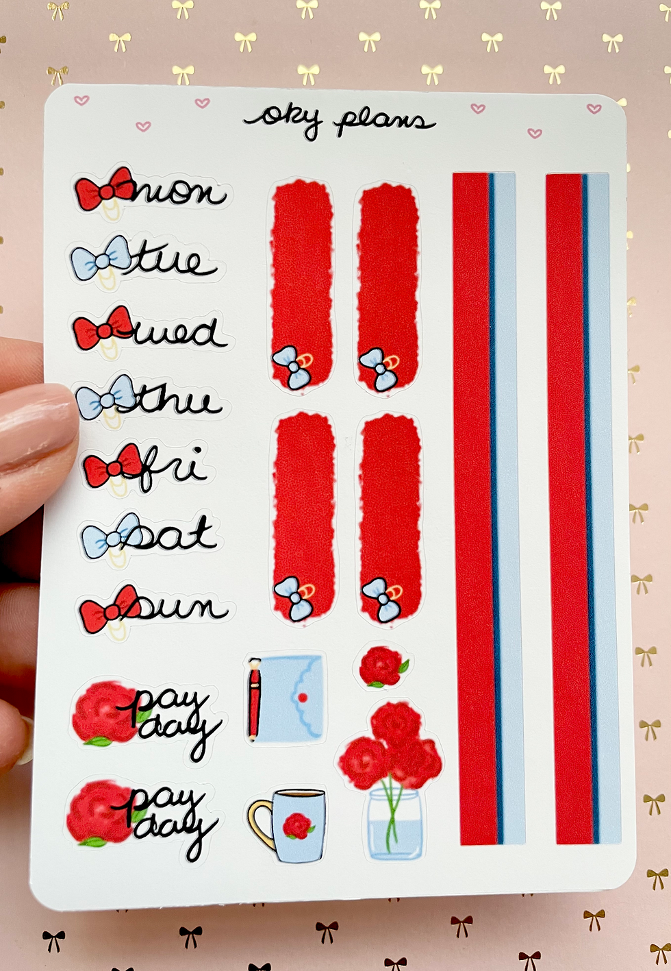 Red floral weekly stickers