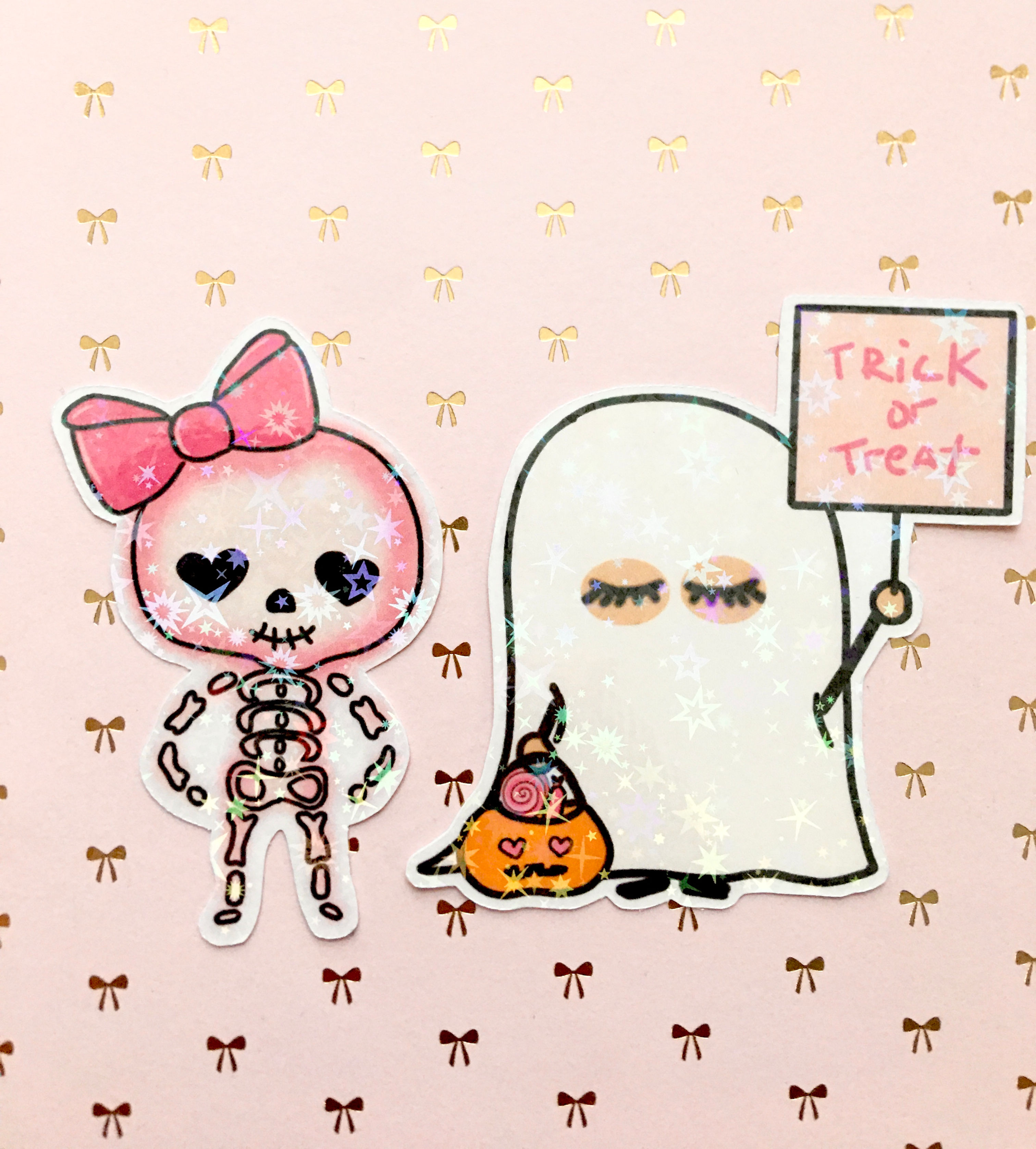 Pink Halloween holographic sticker