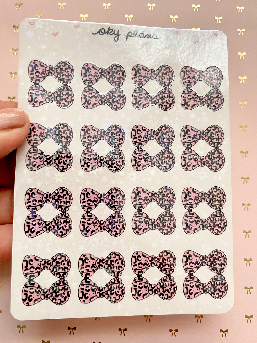 Leopard addict holo bow tab stickers