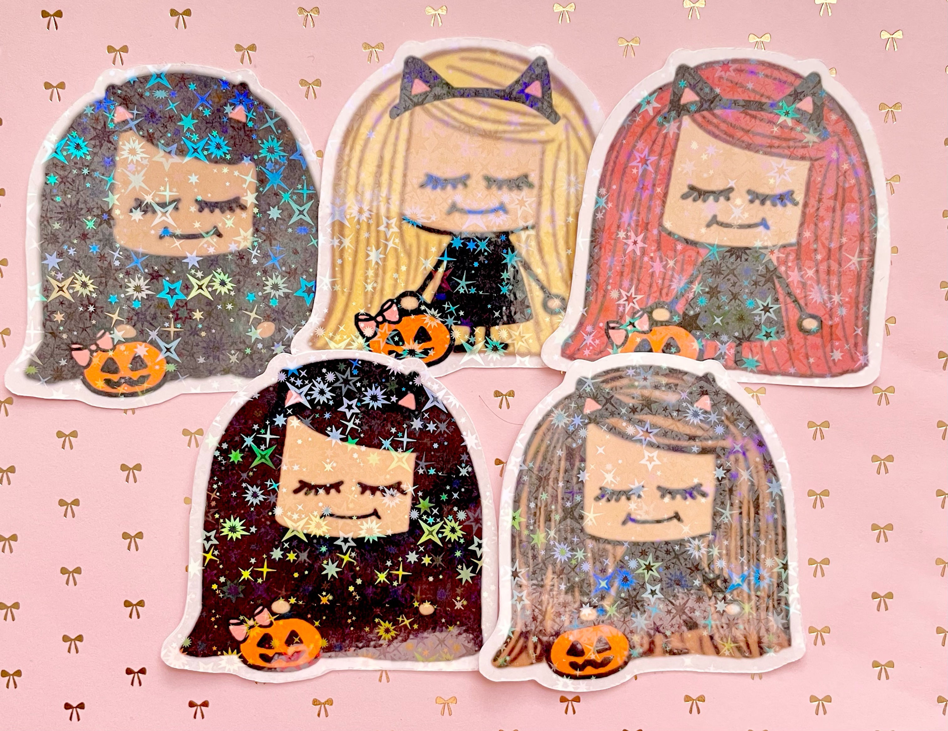 Halloween cat holographic sticker