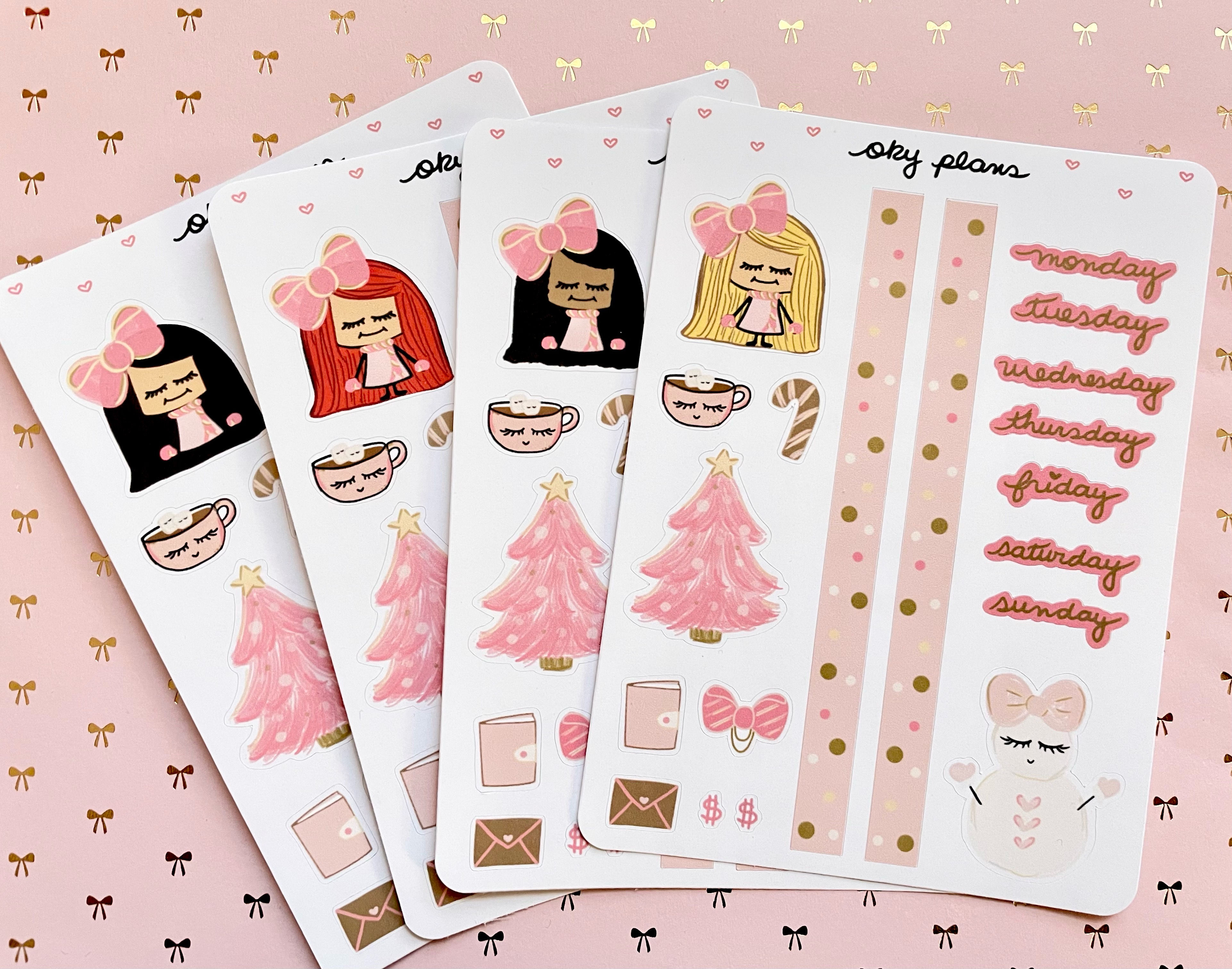 Pink christmas weekly stickers