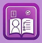 An abstract purple icon representing one to one communication and consulting
