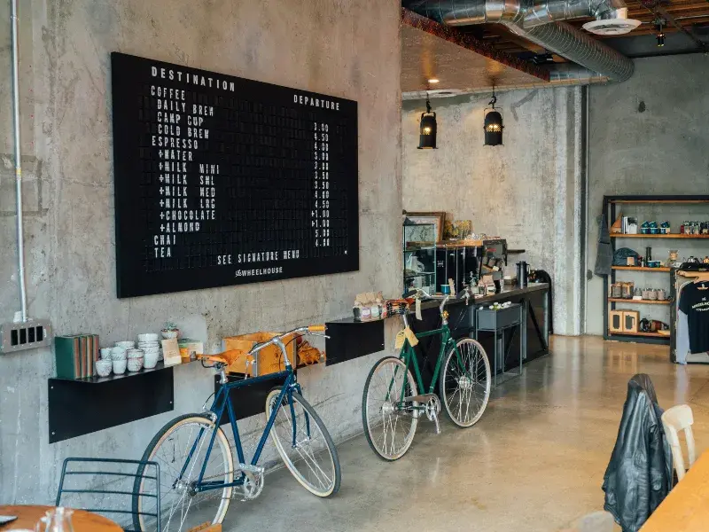 Coffee shop with two Bicycles