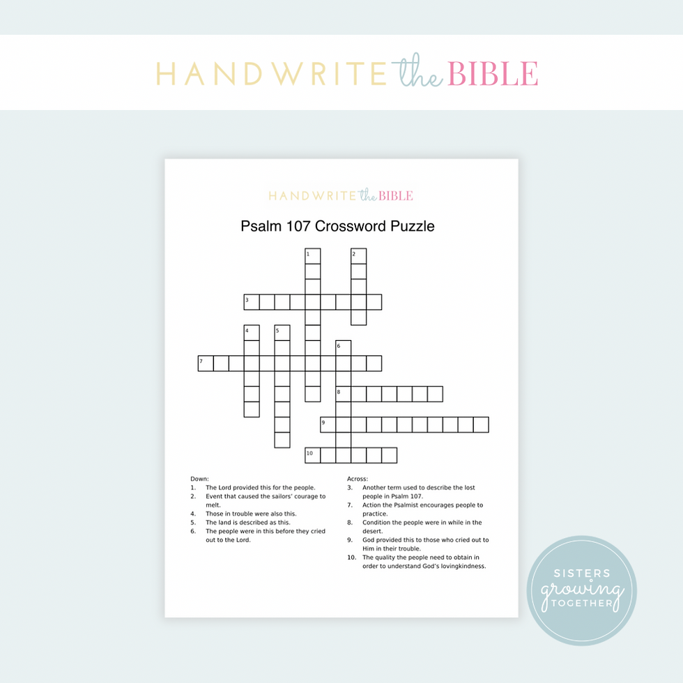 Thumbnail: Handwrite the Bible: Psalm 107 Bible Time Pack