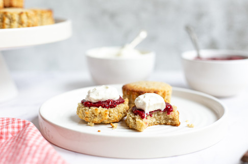 Keto Gluten Free All Butter British Scones With Raspberry Chia Jam And Cream