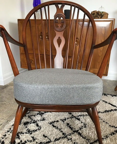 Ercol Grandfather Tub Chair Base Cushion Amatheon Wolf Grey FOAM4MCM