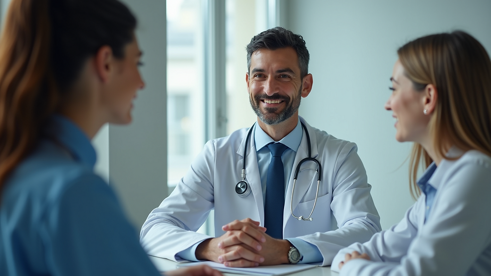 Eye-level view of a modern telehealth consultation