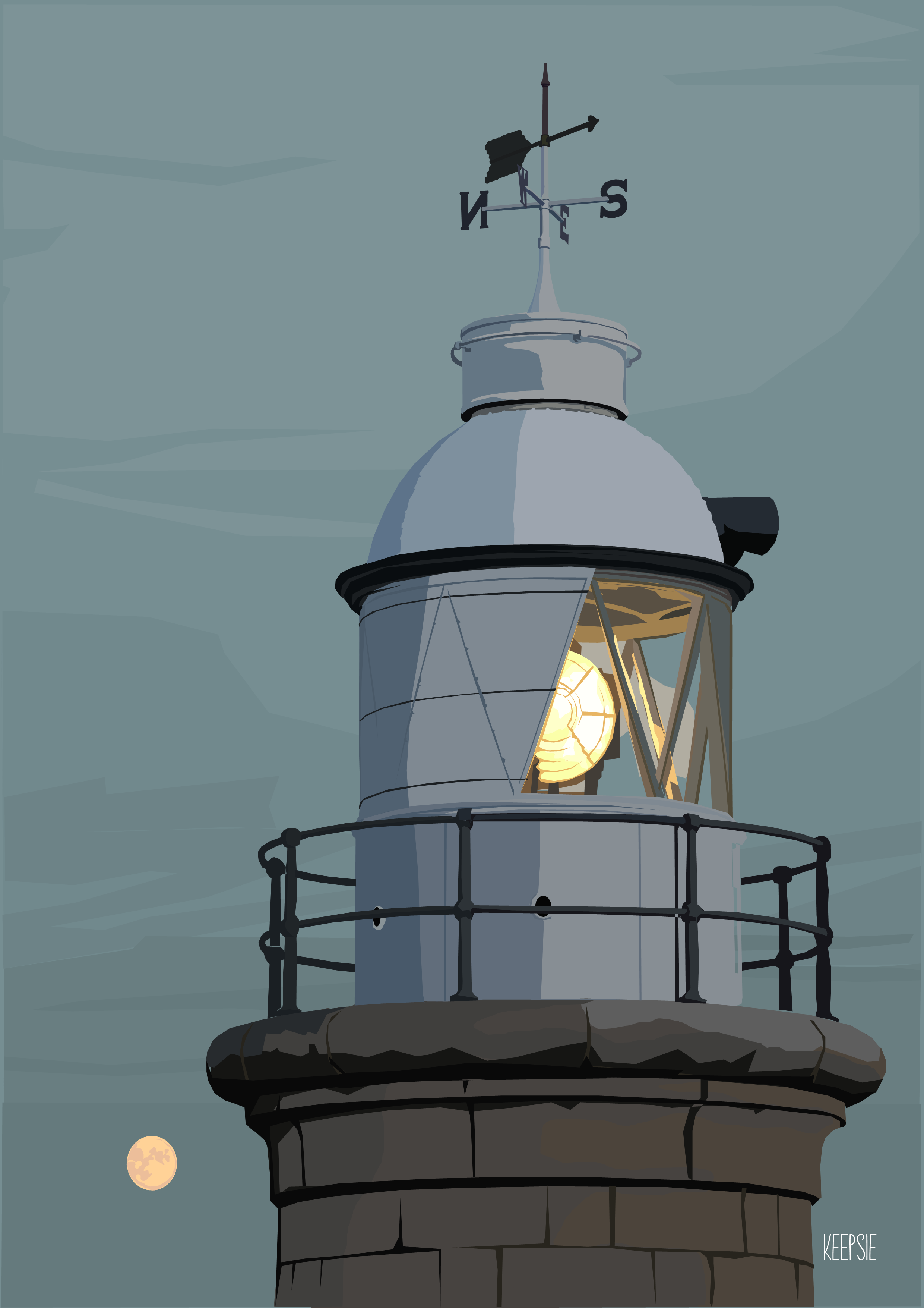 Folkestone Lighthouse & Moon