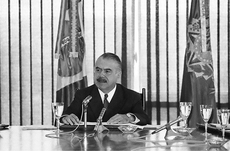 José Sarney durante a Presidência da República em 1986, período em que foi sancionada a Lei nº 7.505, conhecida como Lei Sarney, primeira lei federal brasileira de incentivo fiscal à cultura.