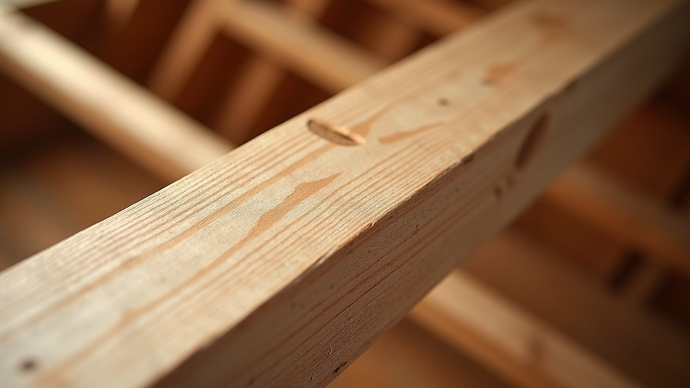 High angle view of a wooden beam replacement