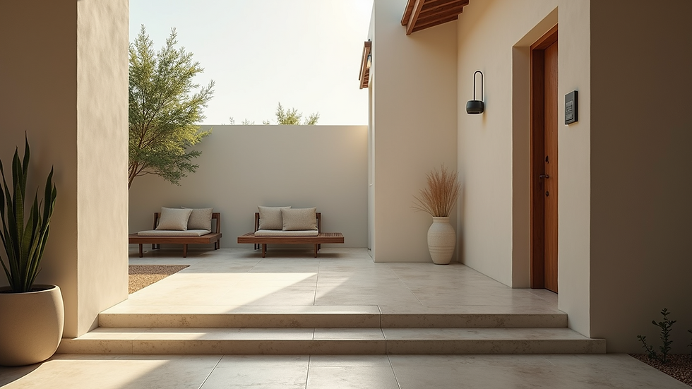 Eye-level view of a home showcasing satin-finished exterior walls