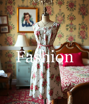vintage dress on mannequin in colourful 