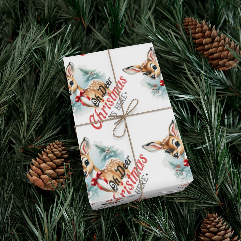 Thumbnail:  "Oh Deer Christmas is Here" High Quality Wrapping Paper ~ Vintage