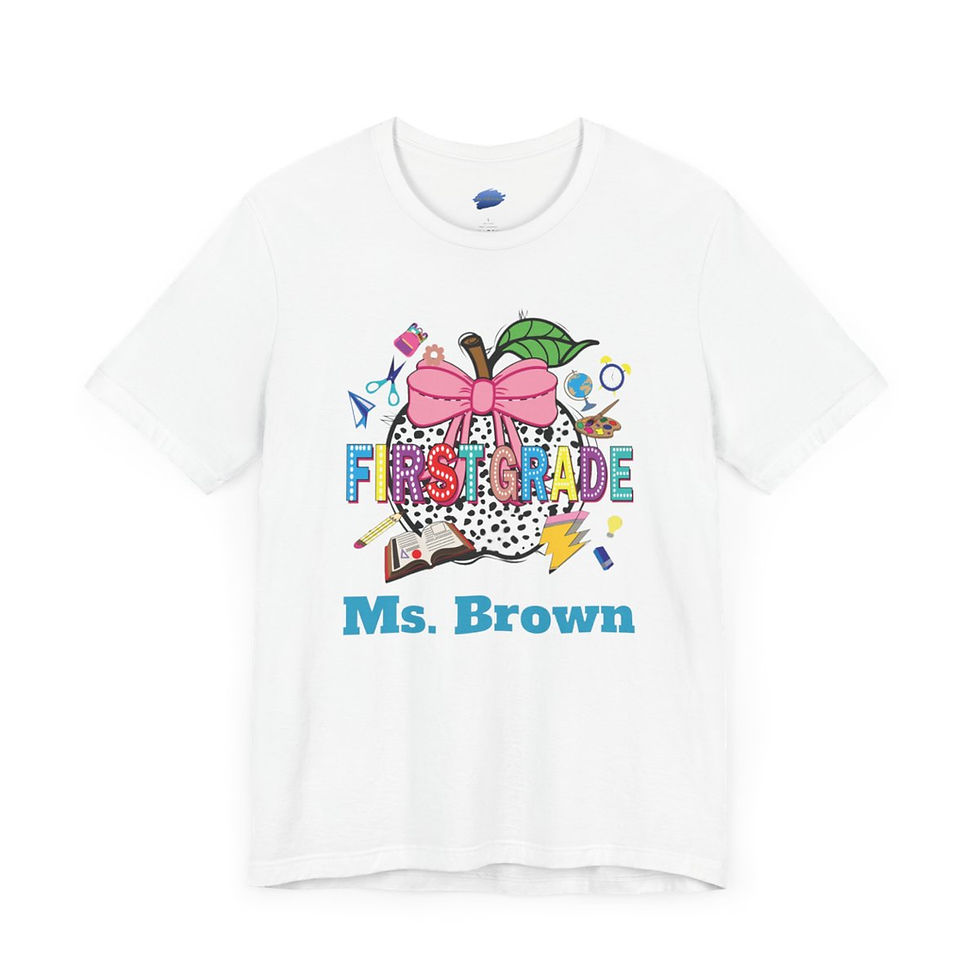 Thumbnail: Personalized First Grade Teacher Graphic Unisex Jersey Short Sleeve Tee