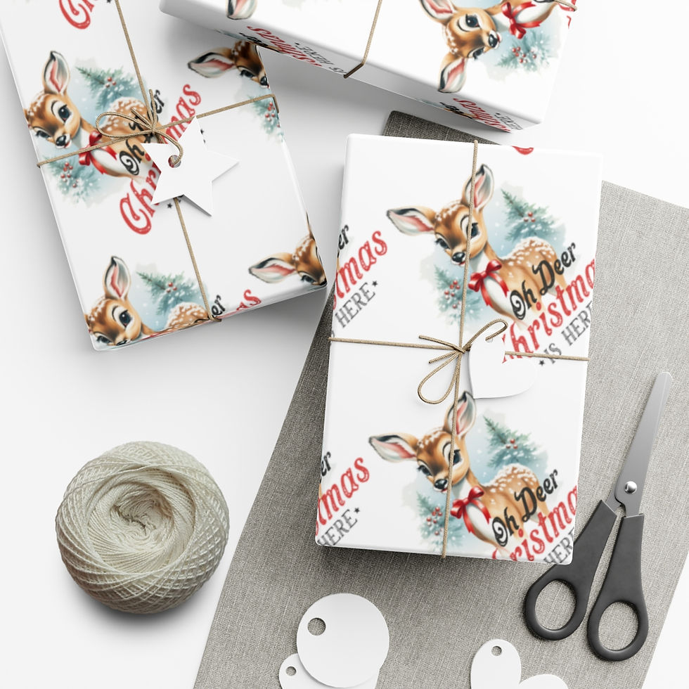 Thumbnail:  "Oh Deer Christmas is Here" High Quality Wrapping Paper ~ Vintage