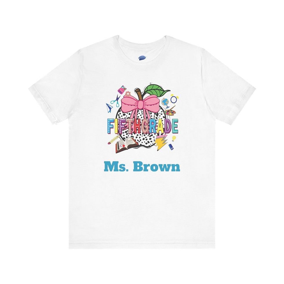 Thumbnail: Personalized Fifth Grade Teacher Graphic Unisex Jersey Short Sleeve Tee
