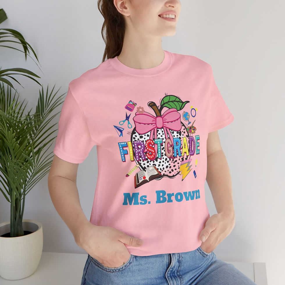 Thumbnail: Personalized First Grade Teacher Graphic Unisex Jersey Short Sleeve Tee