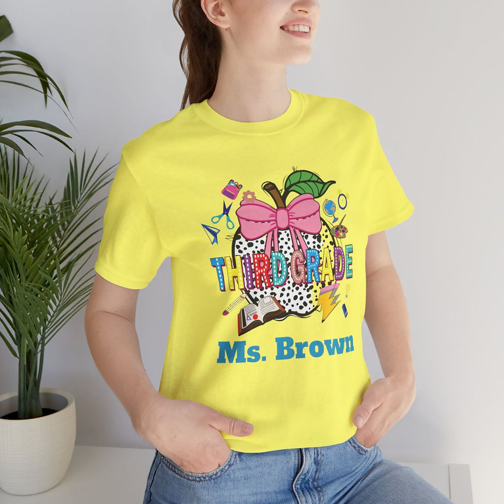 Thumbnail: Personalized Third Grade Teacher Graphic Unisex Jersey Short Sleeve Tee