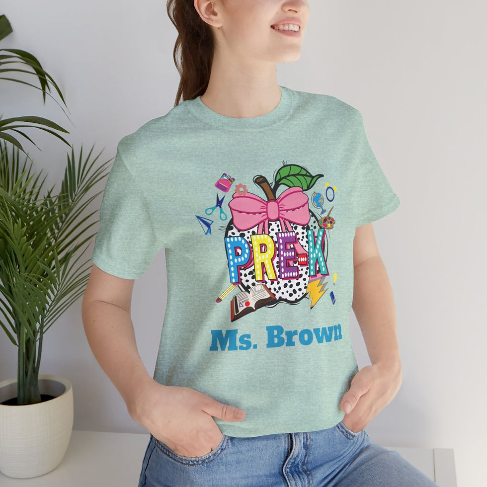 Thumbnail: Personalized Pre-K Teacher Graphic Unisex Jersey Short Sleeve Tee