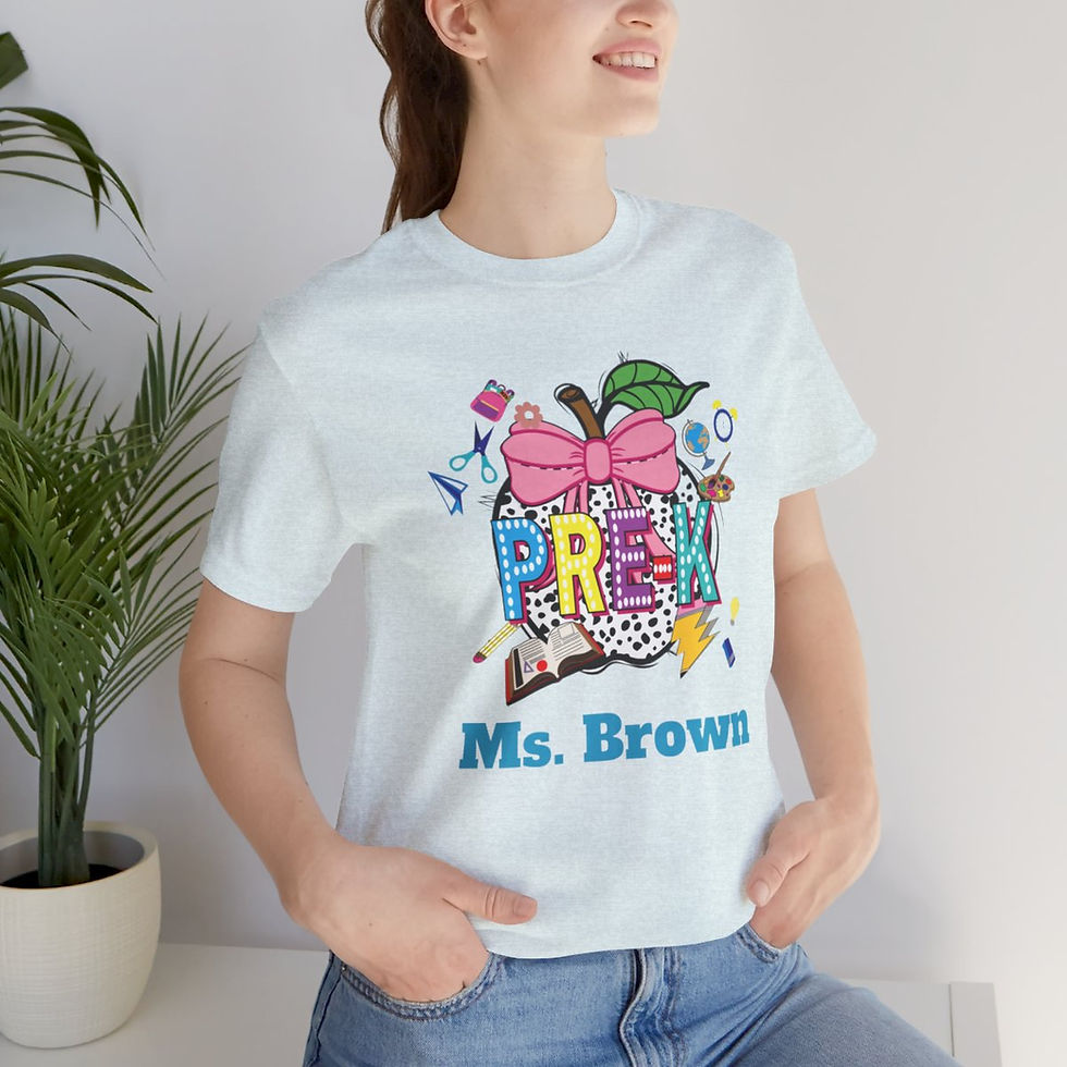 Thumbnail: Personalized Pre-K Teacher Graphic Unisex Jersey Short Sleeve Tee