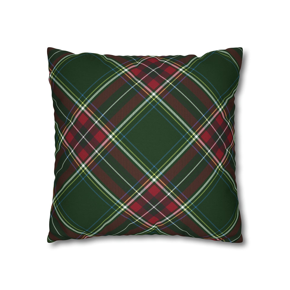 Thumbnail: Oh Deer, Christmas is Here Plaid Throw Pillow Cover - Festive Holiday Home Decor