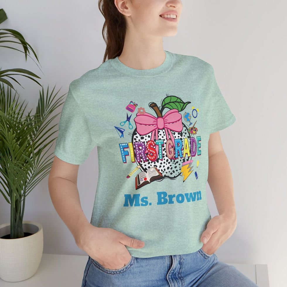 Thumbnail: Personalized First Grade Teacher Graphic Unisex Jersey Short Sleeve Tee