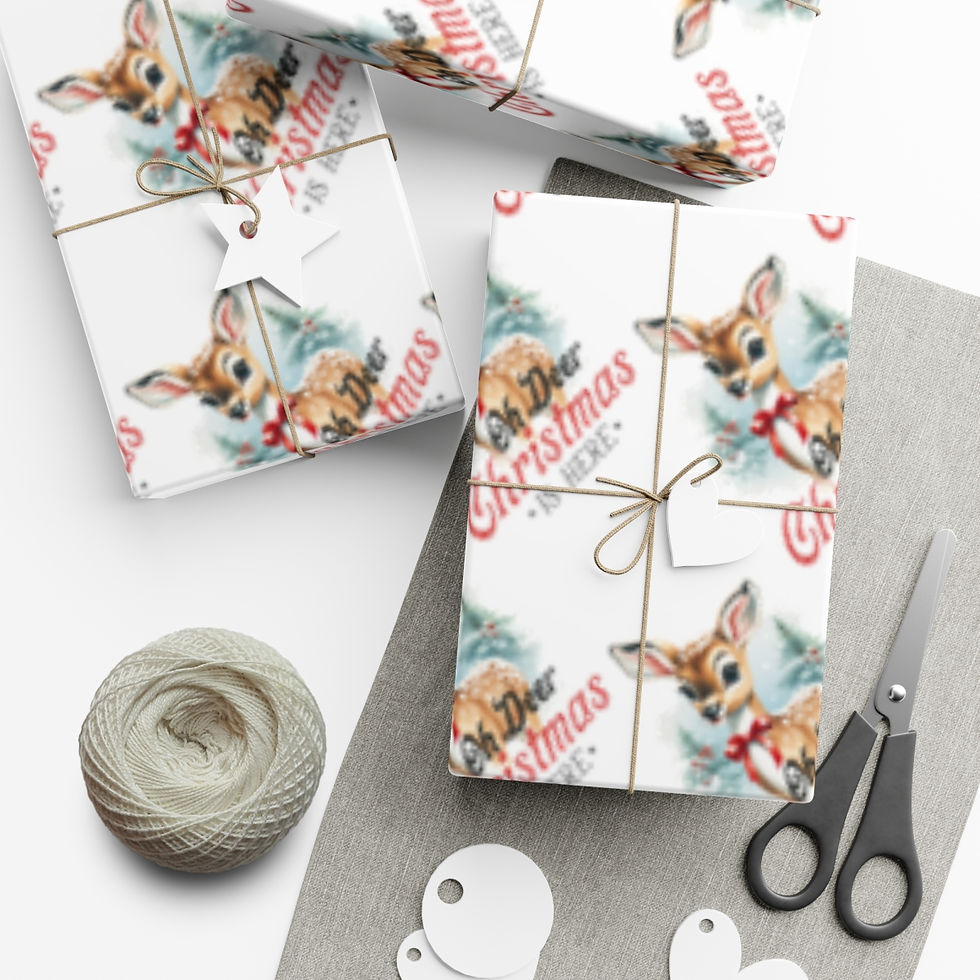 Thumbnail:  "Oh Deer Christmas is Here" High Quality Wrapping Paper ~ Vintage