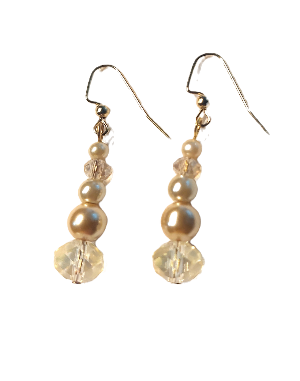 Crystal & Cream Earrings hanging view
