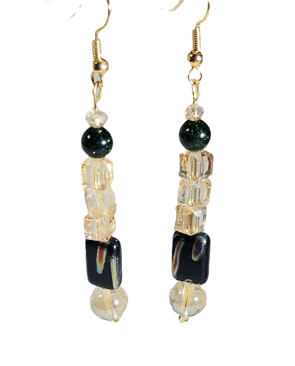 Art Deco & Quartz Earrings front view