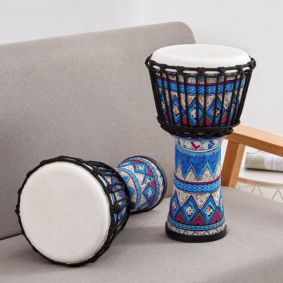 Thumbnail: African Drum - Djembe - 8" Inches - Blue, Brown and Red