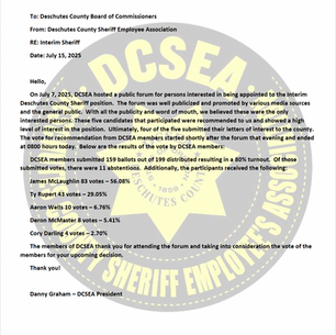 DCSEA Members Vote to Recommend Mac McLaughlin for Interim Sheriff