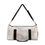 Thumbnail: back view of Brown marble print design duffel bag, with 'official 21 18' logo on one side and a rose on the other side, comes in small or large