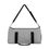 Thumbnail: back view of grey versatile duffel bag, has zipped pocket on top of bag as well as one inside to keep more personal things, comes in sizes small and large