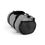 Thumbnail: side view of grey versatile duffel bag, with rose on right side with easy access pocket, has zipped pocket on top of bag as well as one inside to keep more personal things, comes in sizes small and large