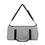 Thumbnail: back view of grey versatile duffel bag, has zipped pocket on top of bag as well as one inside to keep more personal things, comes in sizes small and large