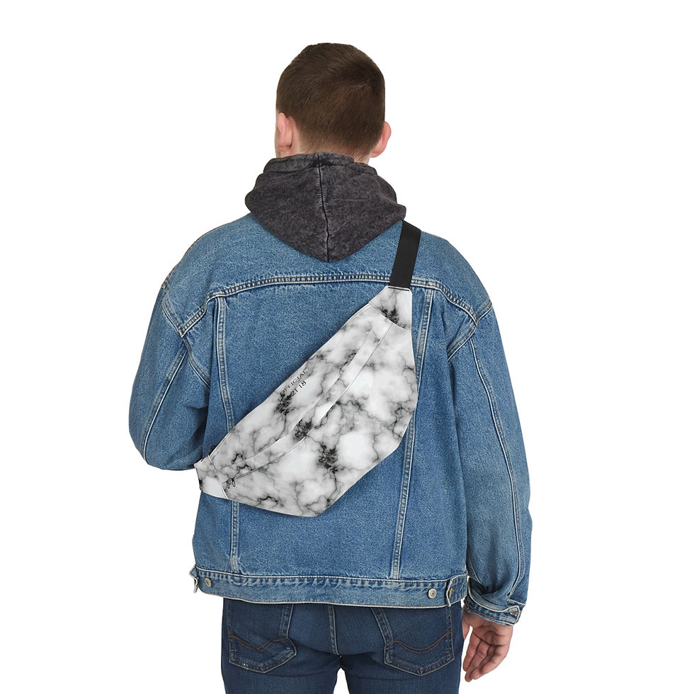 Küçük resim: Siyah Mermer Desenli Bel Çantası