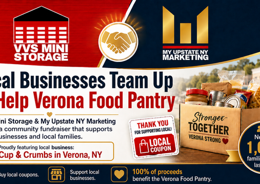 VVS Mini Storage and My Upstate NY Marketing Team Up to Support Local Businesses and the Verona Food Pantry