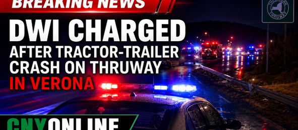 A Massachusetts man is facing DWI charges after a tractor-trailer crash on the New York State Thruway in the Town of Verona.