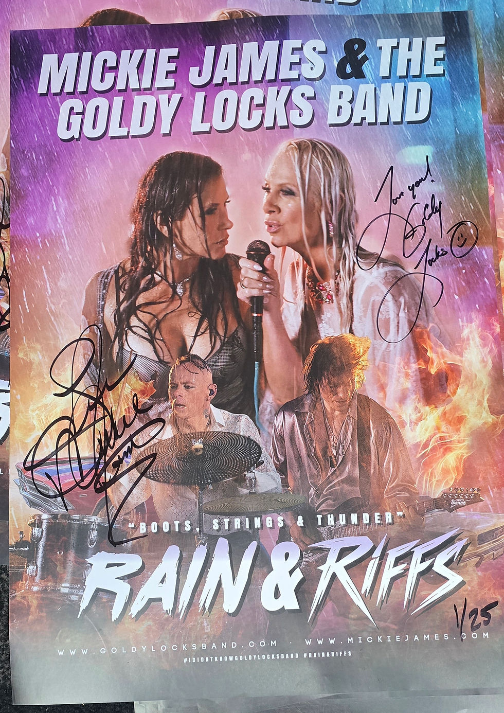 Mickie Jame & Goldy Locks Rain & Riffs Limited Edition Concert PosterConcert
