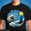 Thumbnail: Starry Great Wave T-Shirt - Van Gogh Style Great Wave of Kanagawa - Inkn.in India