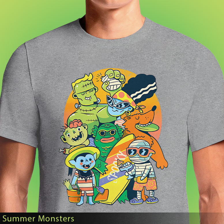 Thumbnail: Summer Monsters T-Shirt - Hotel Transylvania Beach Vibes | Inkn.in India